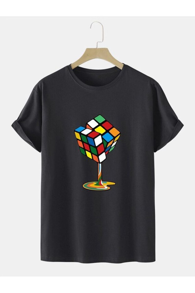 Melting Brain Cube Printed Unisex Oversized T-Shirt