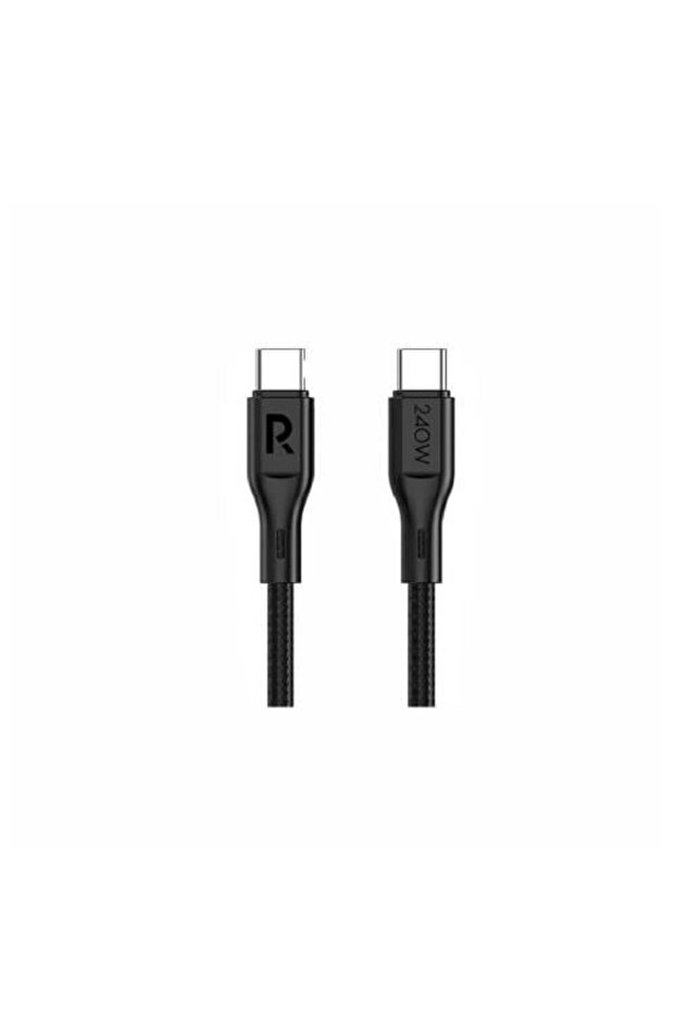 كابل شحن USB-C بقوة 240 واط، مضفر، طوله متر واحد - أسود