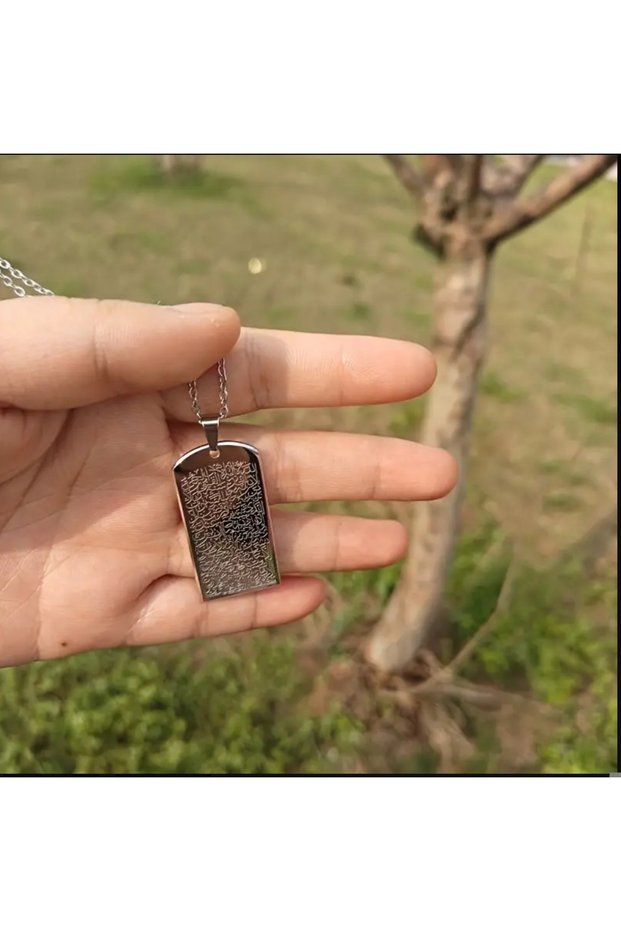 Yiwu Islamic Muslim Ayatul Kursi Pendant Necklace for Men and Women, Stainless Steel Line Jewelry