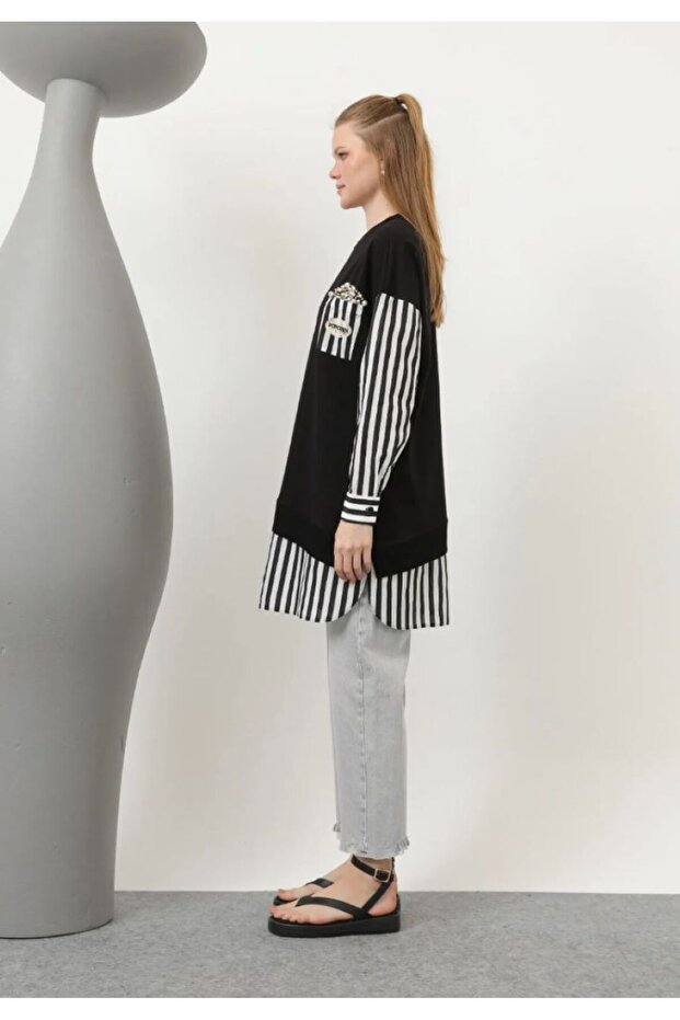 Popcorn İnci Taşlı Sweatshirt - 4