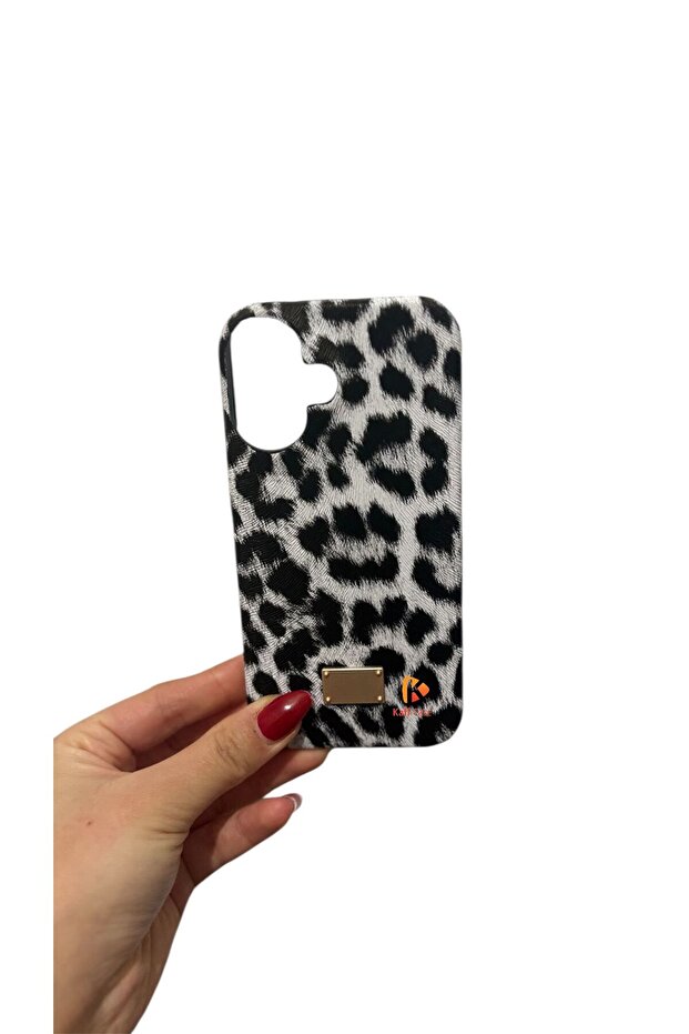 iPhone 16 Compatible White Leopard Pattern Case - 1