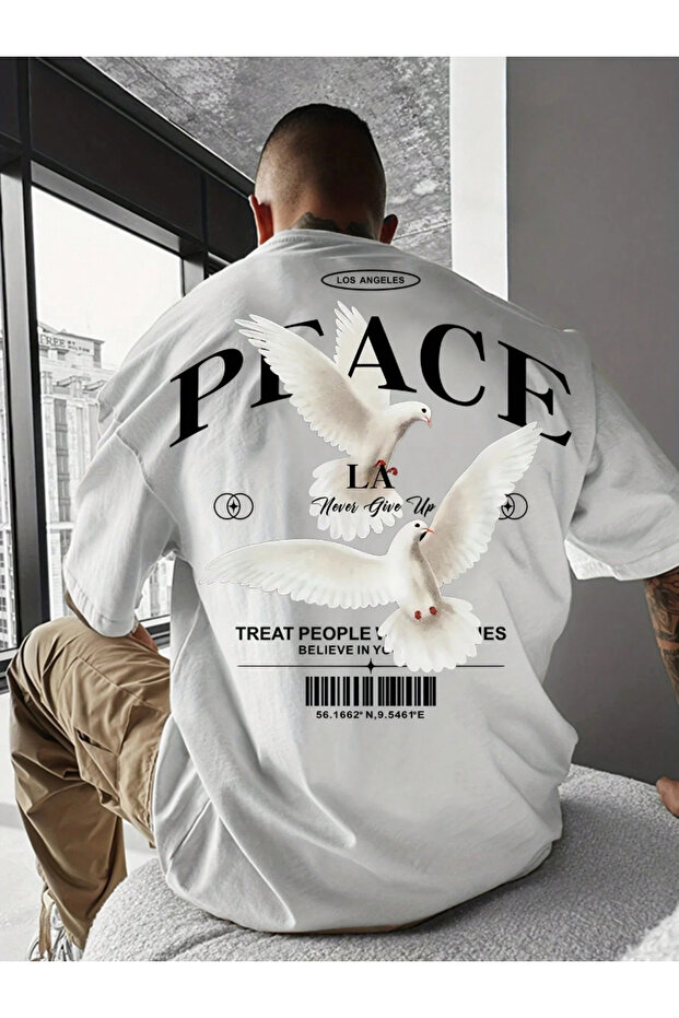 Μπλουζάκι Unisex Peace Designed Basic Crew Neck Regular, 100% βαμβάκι - 1