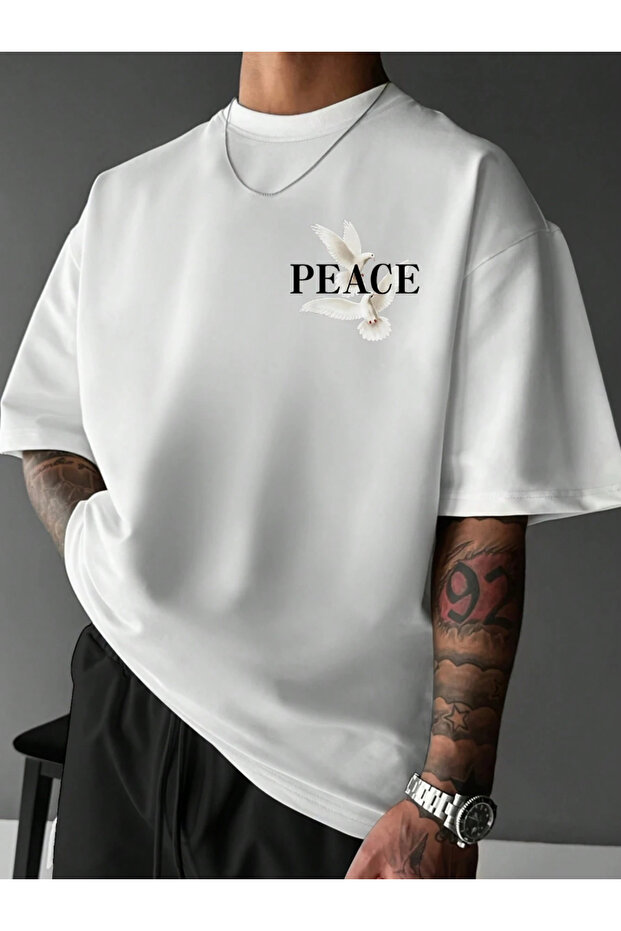 Μπλουζάκι Unisex Peace Designed Basic Crew Neck Regular, 100% βαμβάκι - 2