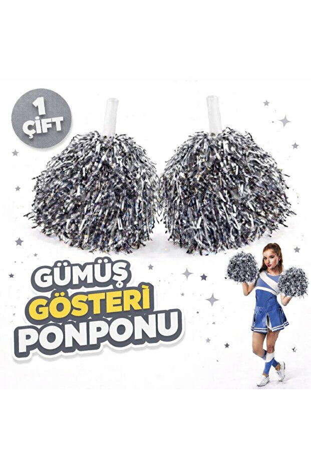 1 Pair (2 Pieces) Silver Color April 23 May 19 October 29 School Show Pompoms Elk-Complex3421