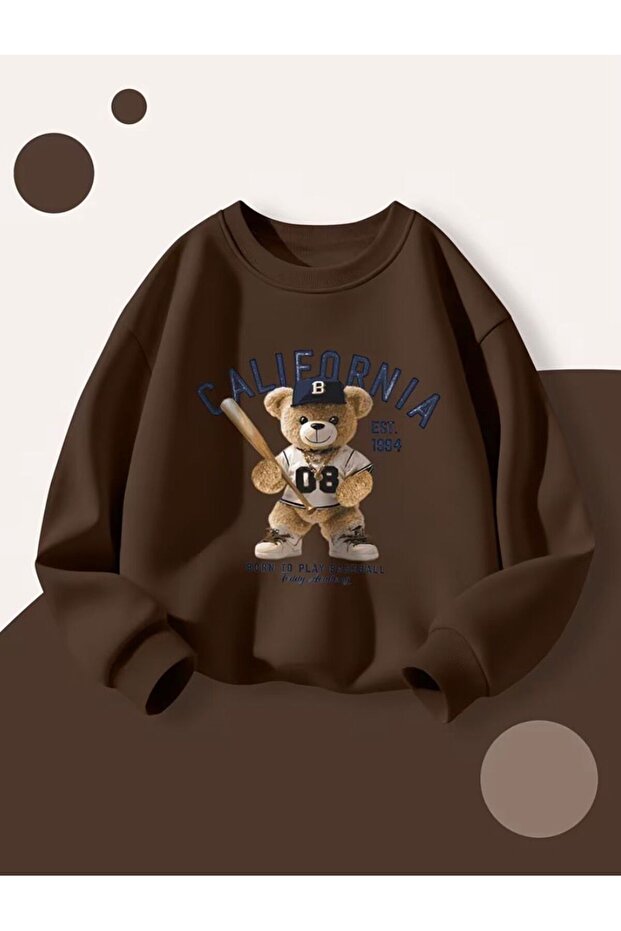 Girls-Boys California Tedy Printed Sweatshirt