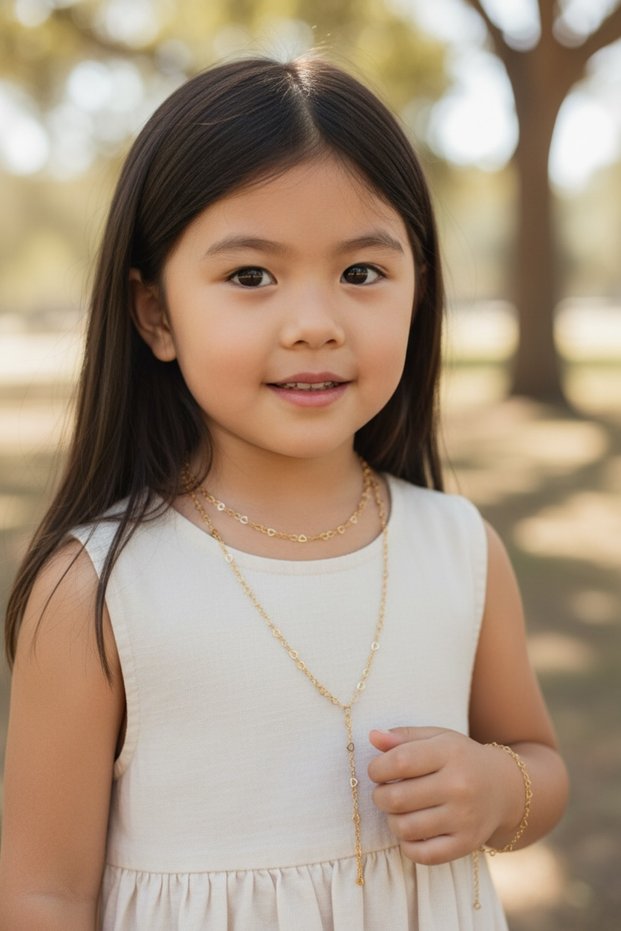 Y Necklace with Heart Detail and Bracelet Children's Set 316 L Steel Non-Tarnish Non-Allergenic