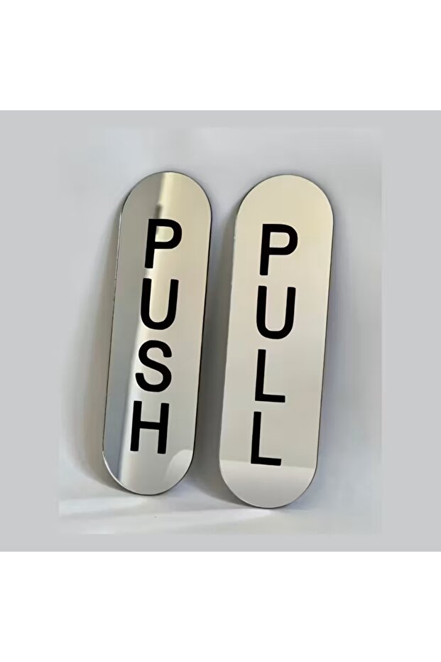 لافتة توجيهية من نوع PUSH - PULL مكونة من قطعتين، مصنوعة من البليكسي الشفاف اللامع بسمك 1 مم، مقاس 15 × 5 سم (فضي)