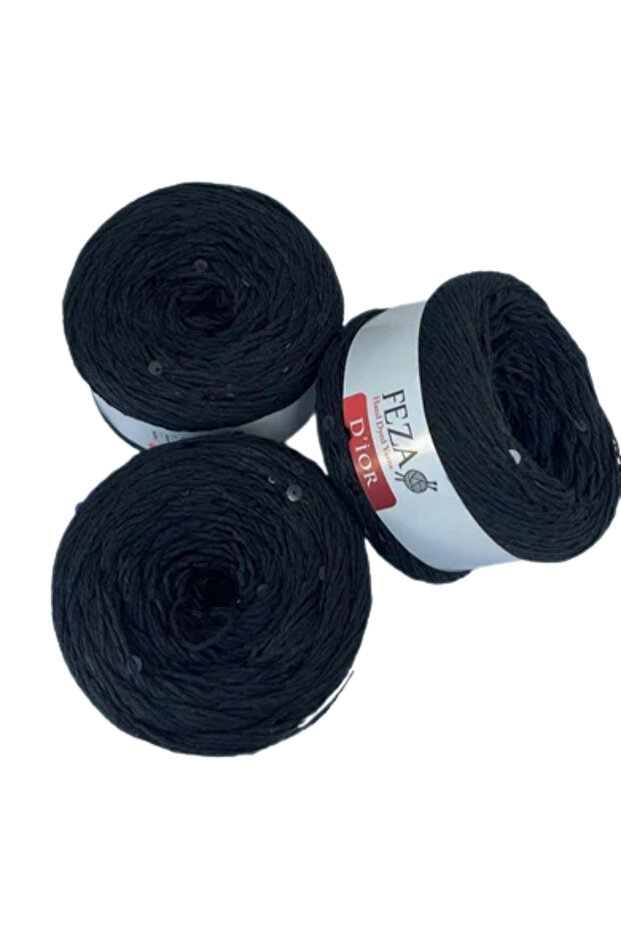 D'Ior Sequin Fine Knitting Yarn (3 Pieces) – 75% Cotton 25% Pes, 100 g / 310 M, Shawl and Accessory Knitting
