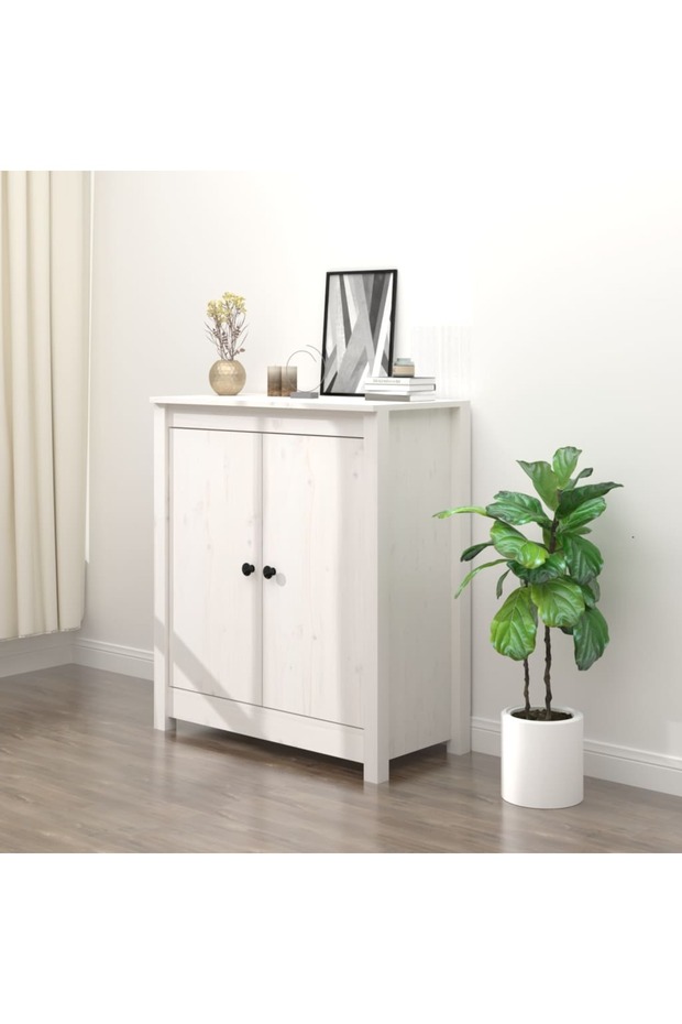 Sideboard White 70x35x80 cm Solid Wood Pine
