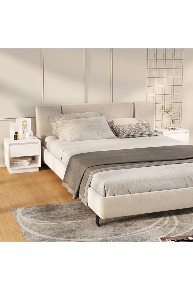Bedside Cabinets 2 pcs White 45x34x44 cm Engineered Wood