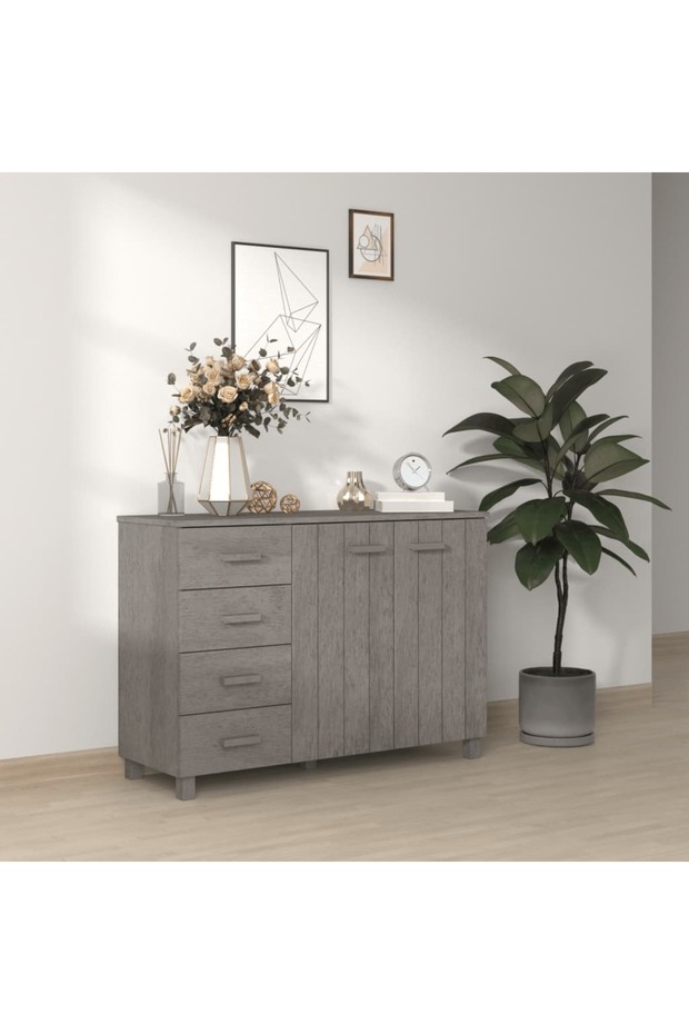 Sideboard HAMAR Light Grey 113x40x80 cm Solid Wood Pine