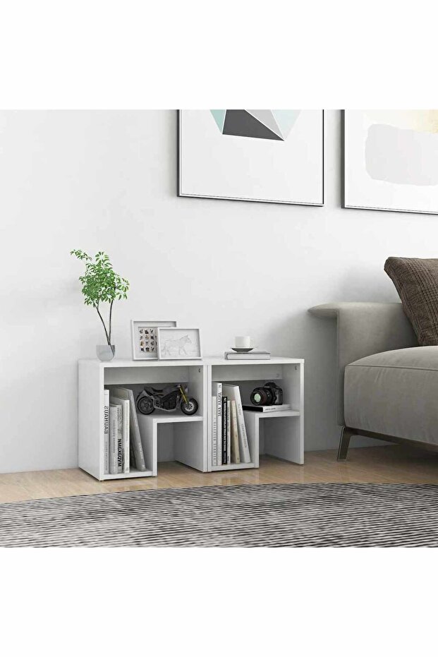 Bed Cabinets 2 pcs White 40x30x40 cm Engineered Wood