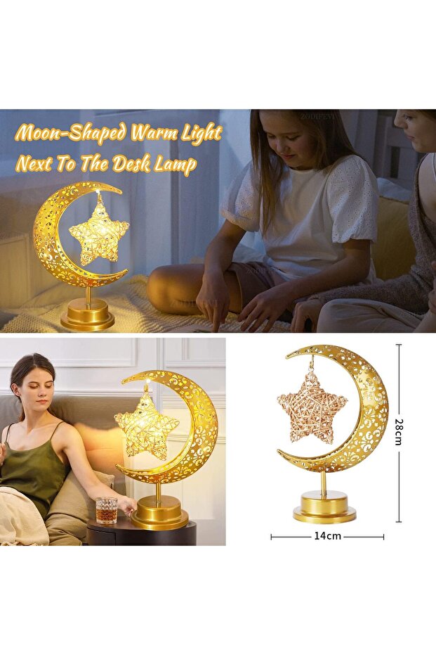 Crescent Moon Cane Star Lamp