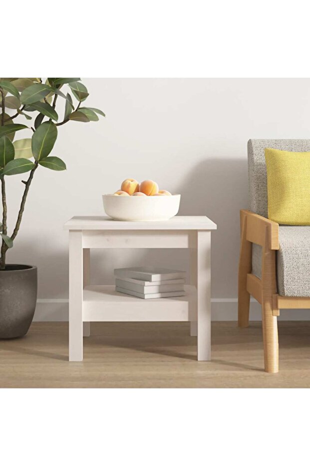 Coffee Table White 45x45x40 cm Solid Wood Pine