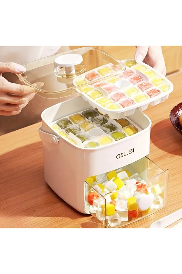 Ice Maker/48 Compartments, Quick Ice Production Food-Grade Plastic Storage Tray