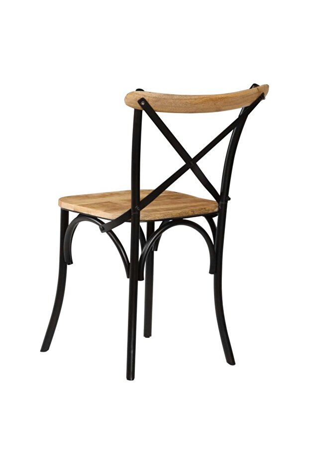 Cross Chairs 2 pcs Black Solid Mango Wood - 6