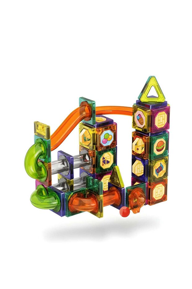 75-Piece Magnetic Building Blocks Marble Run Set - 3D STEM Educational Construction Toy for Kids - M