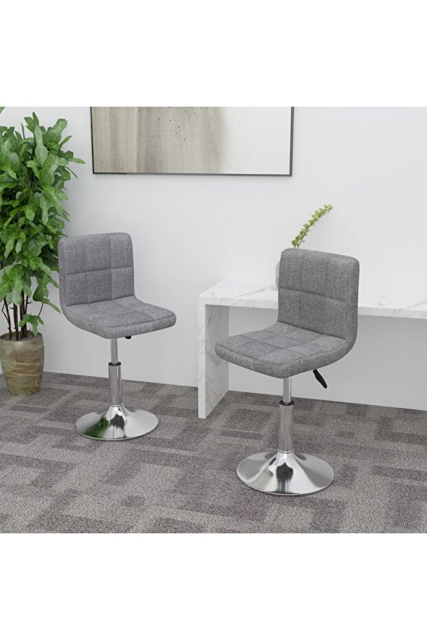 Swivel Dining Chairs 2 pcs Light Grey Fabric
