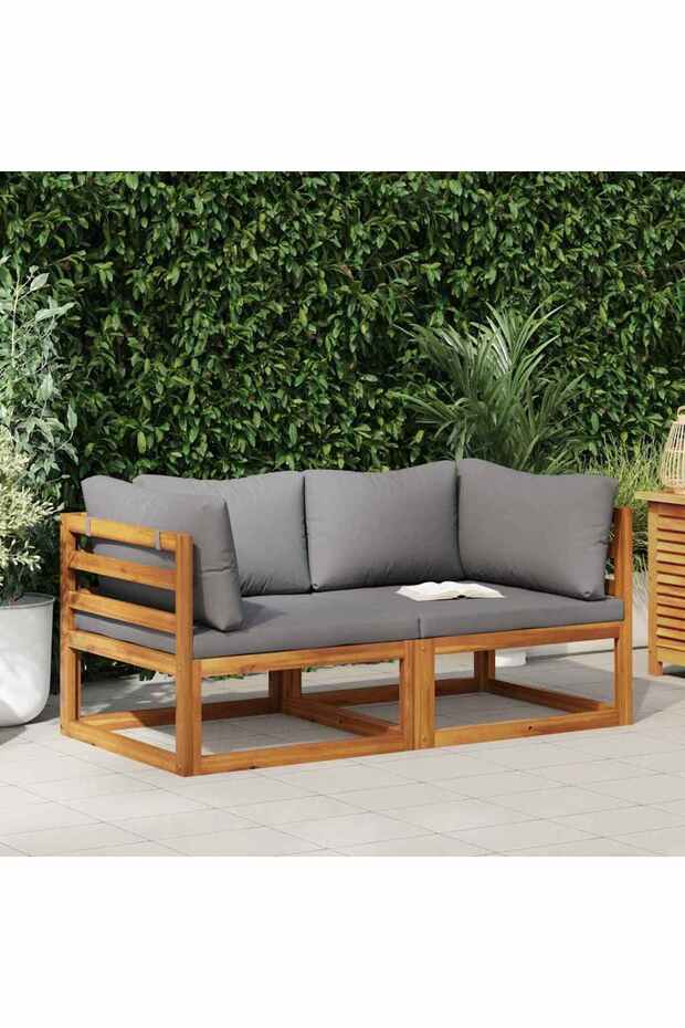 Sectional Corner Sofas 2 pcs with Cushions Dark Grey