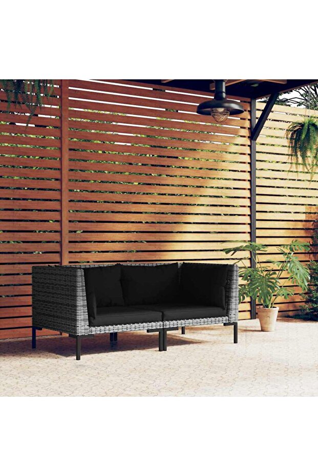 Garden Sofas 2pcs with Cushions Half Round Poly Rattan