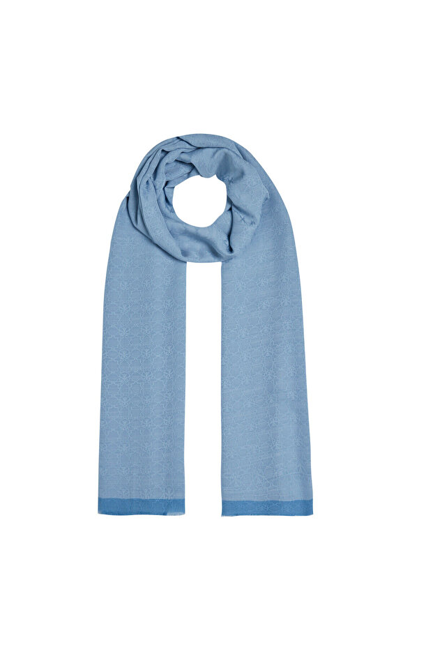 Monogram šal - bebi plava - 2