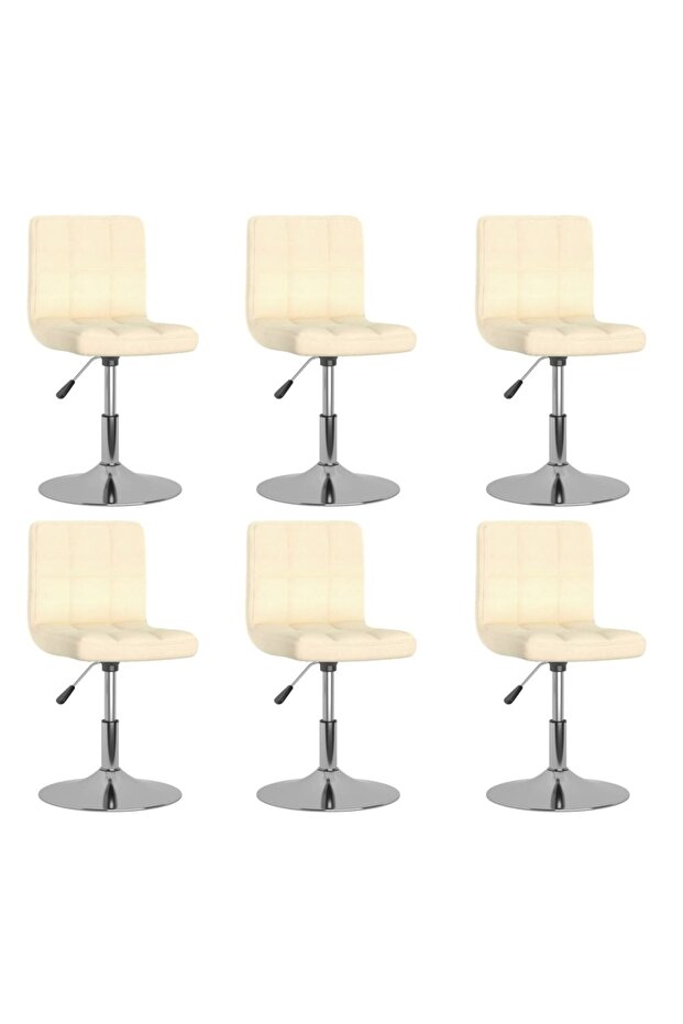 Swivel Dining Chairs 6 pcs Cream Fabric