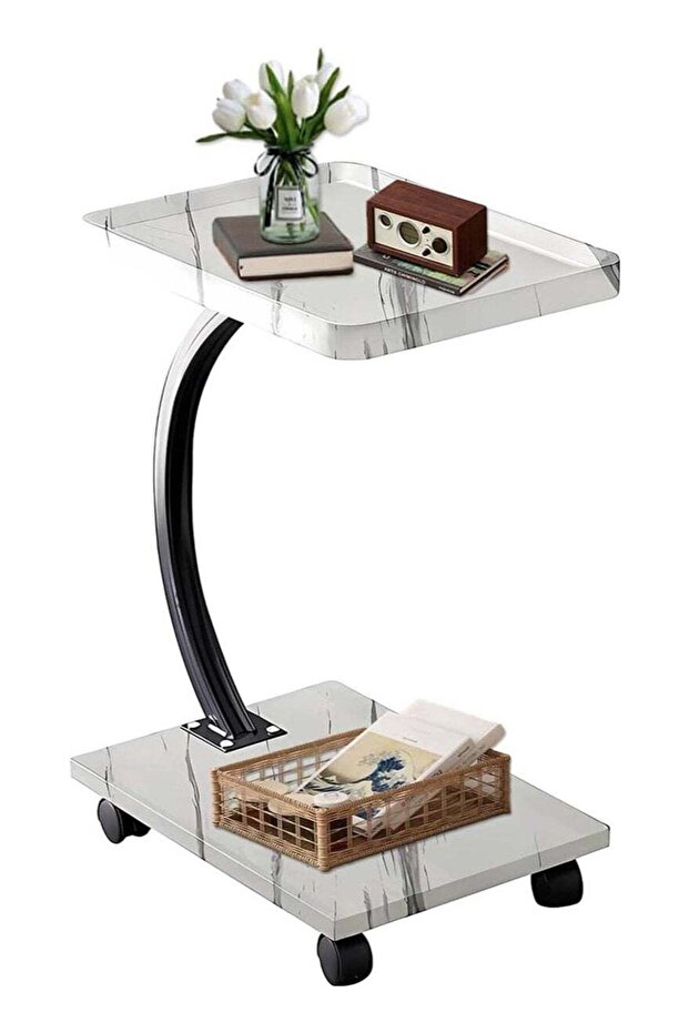 Stylish Sofa Side Table with Wheels