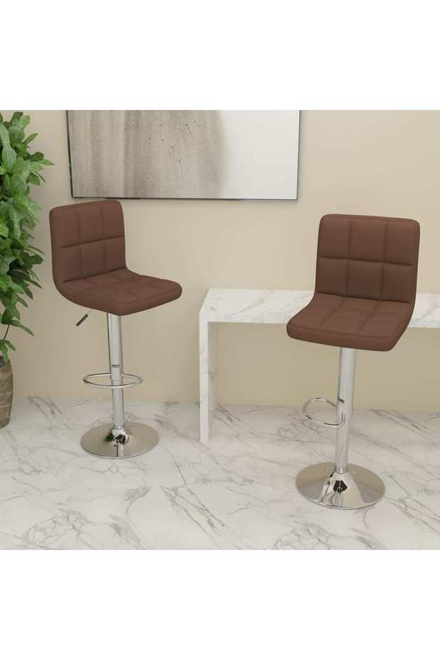Bar Stools 2 pcs Brown Fabric