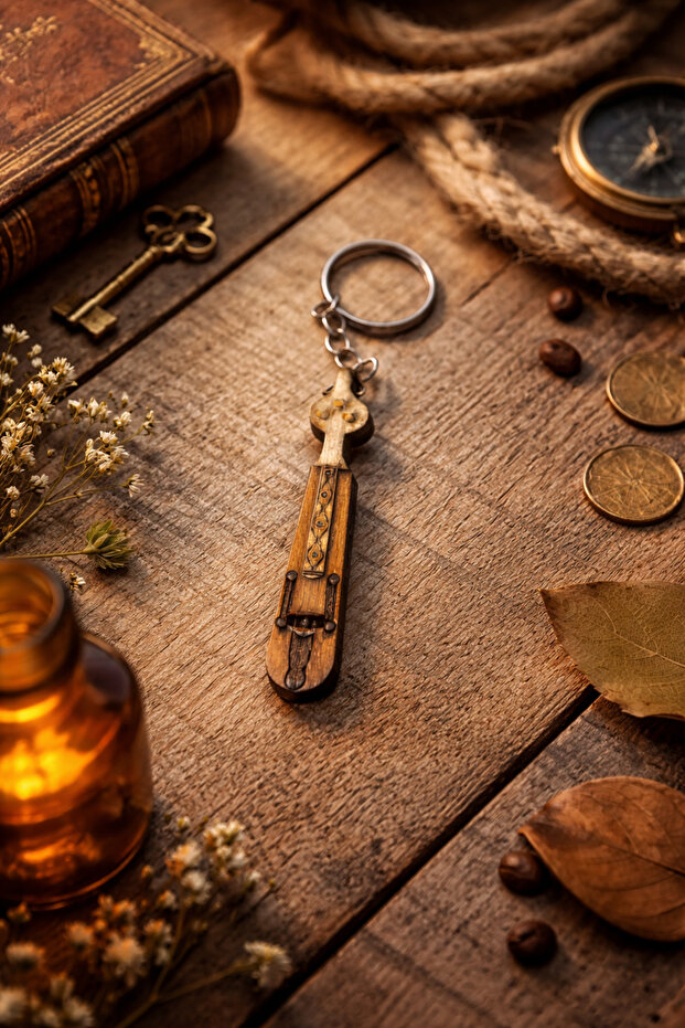 Handmade Wooden Mini Instrument Keychain – Single Set | Authentic Design, Gift and Collectible