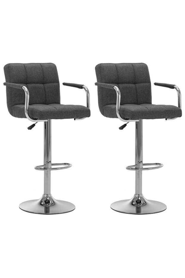Bar Stools 2 pcs Dark Grey Fabric