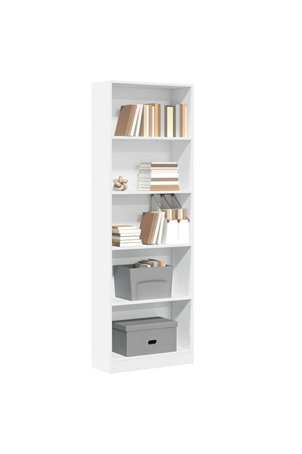 Bookcase White 60x24x176 cm Engineered Wood