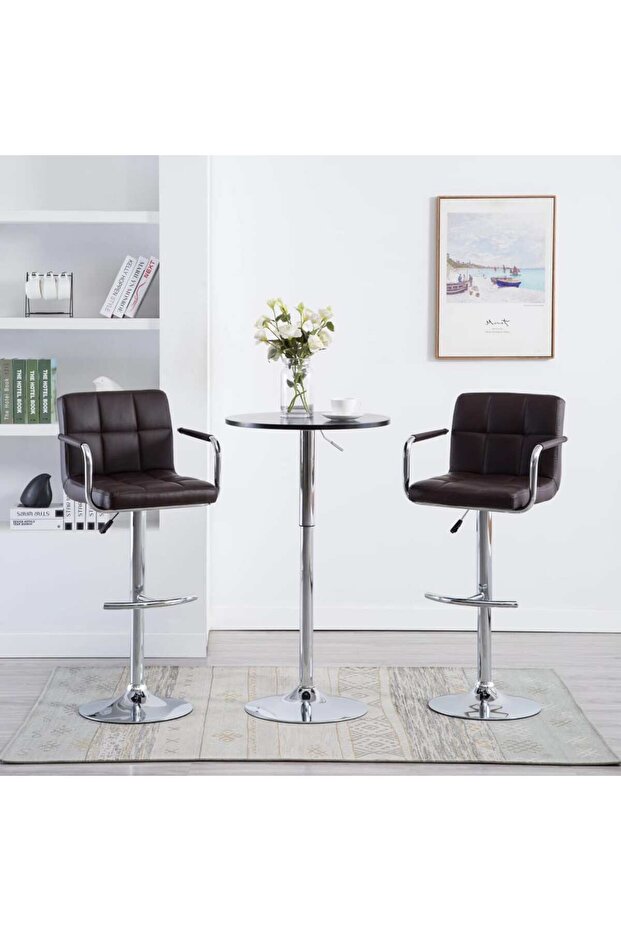 Bar Stools 2 pcs Brown Faux Leather