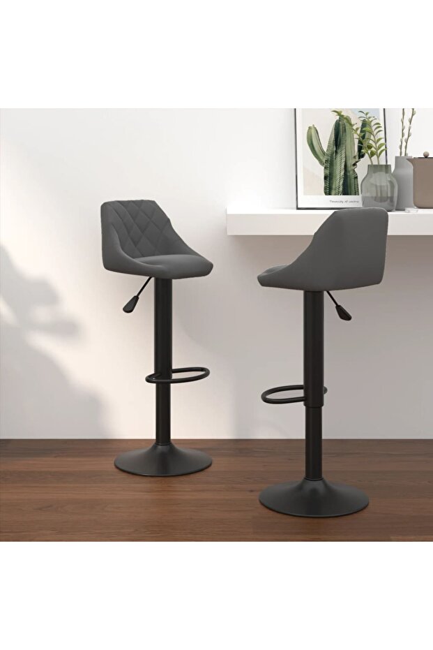 Bar Stools 2 pcs Dark Grey Velvet