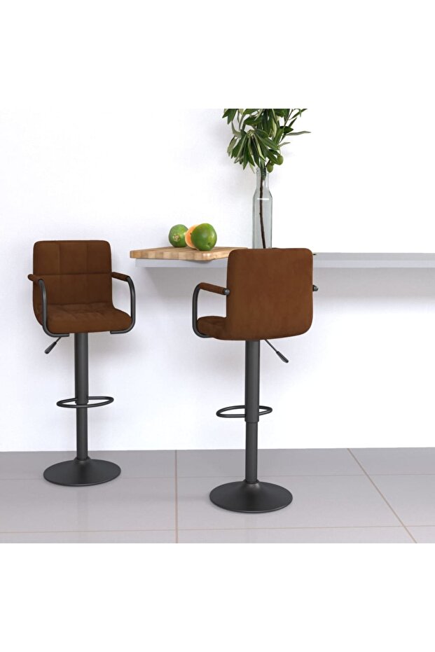 Bar Stools 2 pcs Brown Velvet