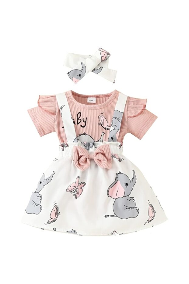 Baby Dress 3-Piece Set | 12-18 Months | Pink | Cotton | Soft and breathable fabric | Stylish