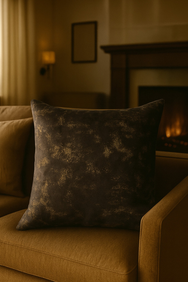 Thick Velvet Decorative Throw Pillow Cover | 43X43 cm Soft Touch - Roslin Gold