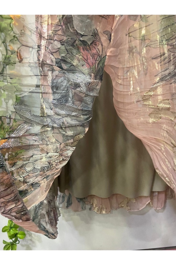 تنورة شيفون منقوشة مع بطانة - 4