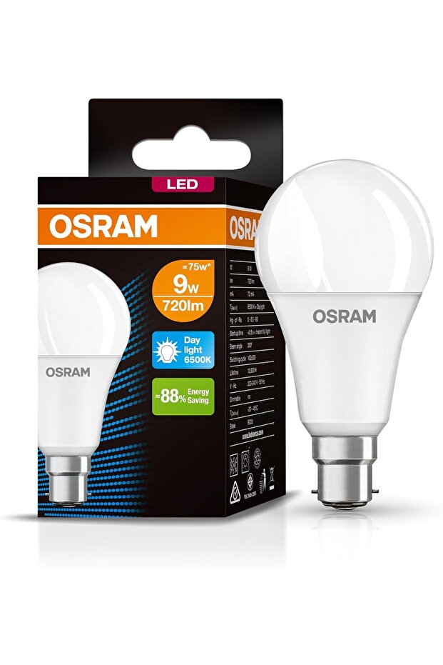 OsRAM Value Classics A Frosted Led Lamps (9W) Screw - Base E27, 806 Lm Day Light/6500K, White