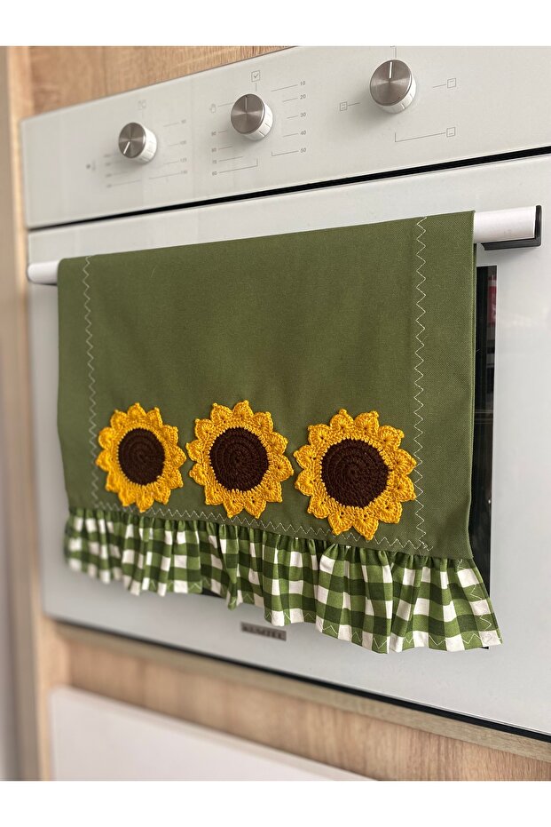 Sunflower Motif Ruffled Stove Cover