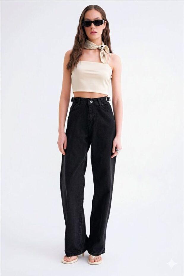 Baggy Jeans (with Side Buckles, Loose Fit)