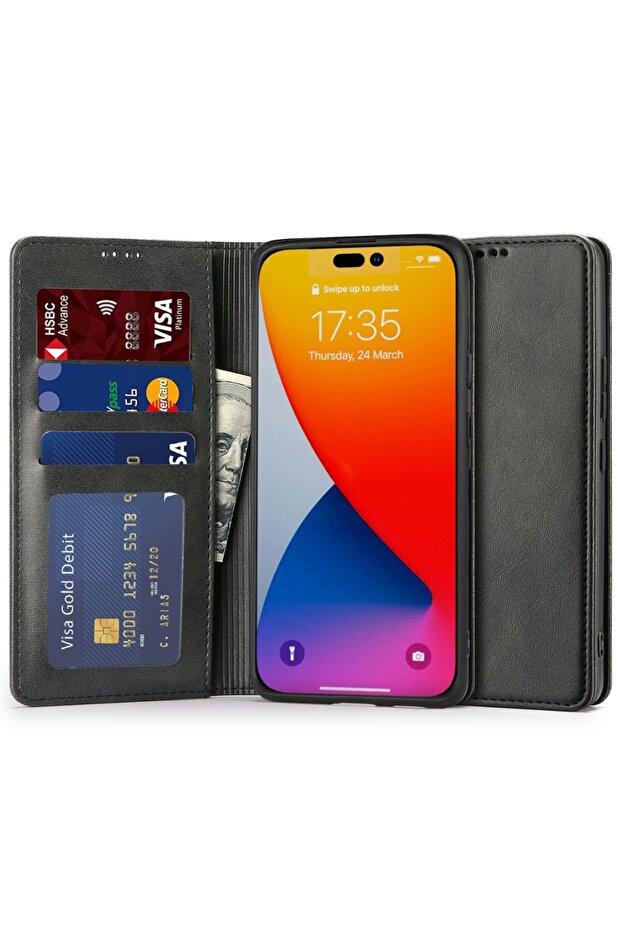 Wallet Case compatible with iPhone 14 Pro Max, Black - 2