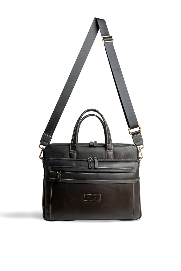 Genuine Leather Briefcase-Laptop Bag with Shoulder Strap