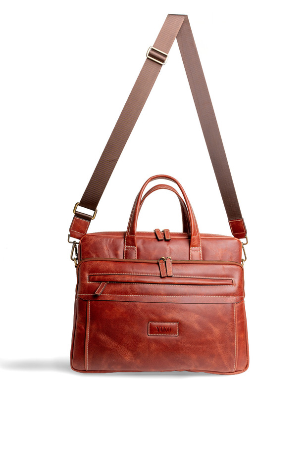 Genuine Leather Briefcase-Laptop Bag with Shoulder Strap