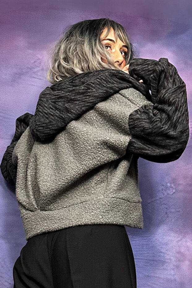 KAPŞONLU BUKLET MİNİ CEKET - 2