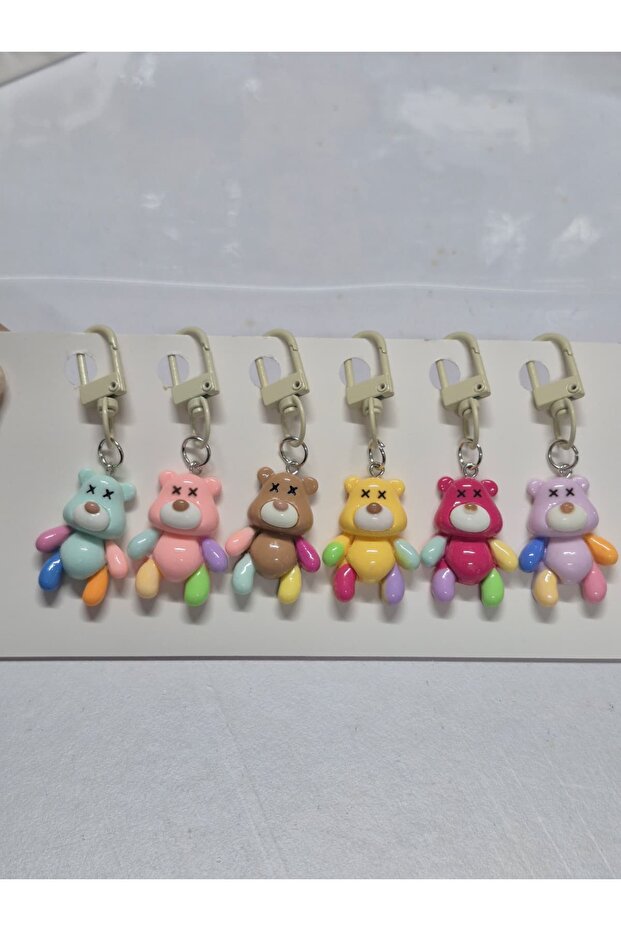 Melkady 1305 - Cute Teddy Bear/Panda Figure Zipper Bag Charm Set (6 Pieces)