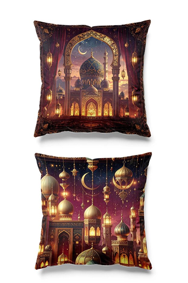 Double Sided Printed Piece Set Suede Throw Pillow Cover - Ramazan Yakut - Ramadan Kareem