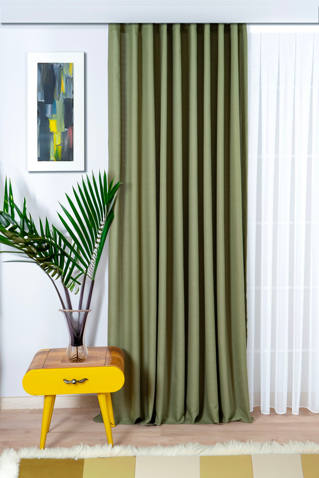 Linen Background Curtain Natural Economical Wrinkle-Free Decorative Living Room Children's Bedroom 1/2.5 Light Green