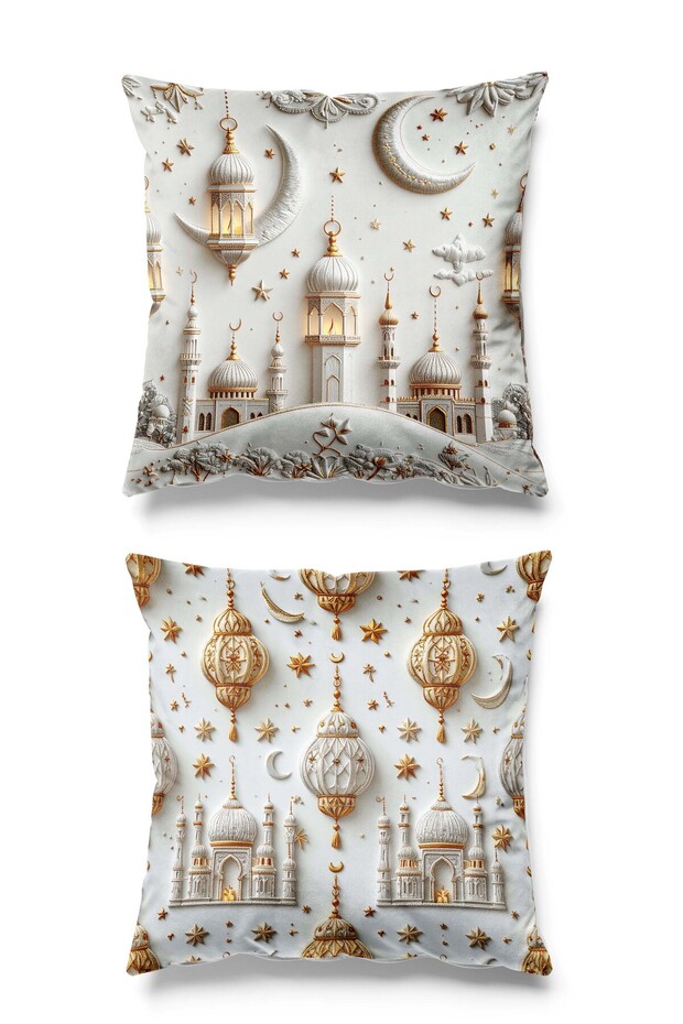 Double Sided Printed Set of 2 Suede Throw Pillow Covers - Ramazan İnci - Ramadan Kareem