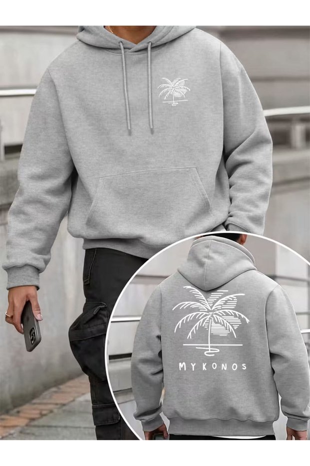 Men's Fashion Creative Design Printed Sports Casual Multi-Purpose Long Sleeve Loose Hooded Sweatshirt