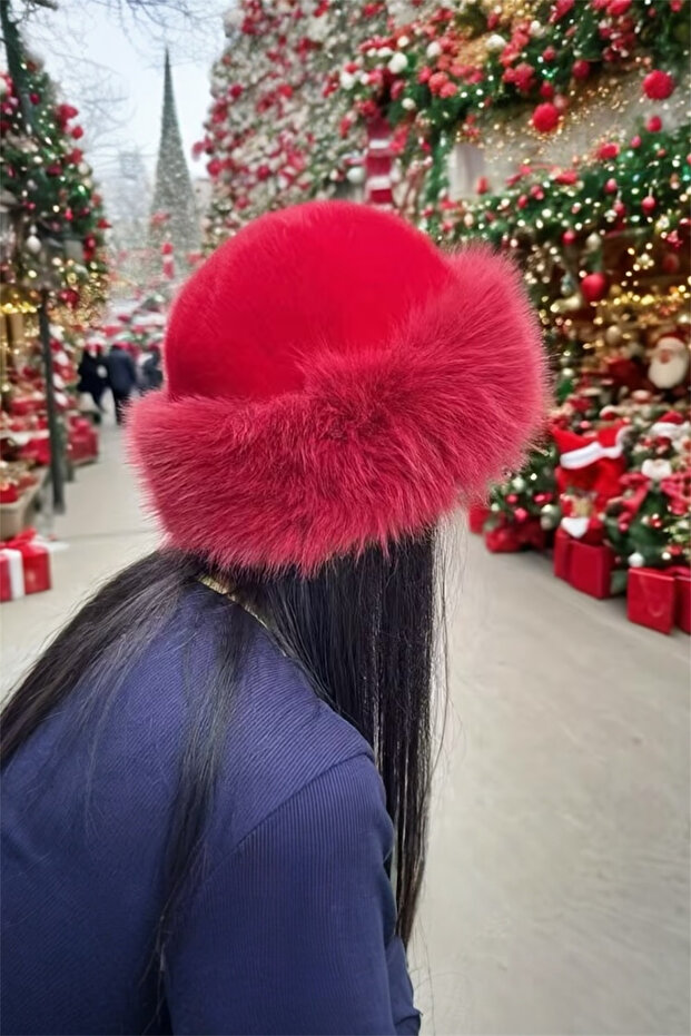 Faux Fur Kalpak Burgundy Women's Hat Standard Size
